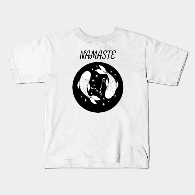 Namaste Pisces Kids T-Shirt by DesignIndex